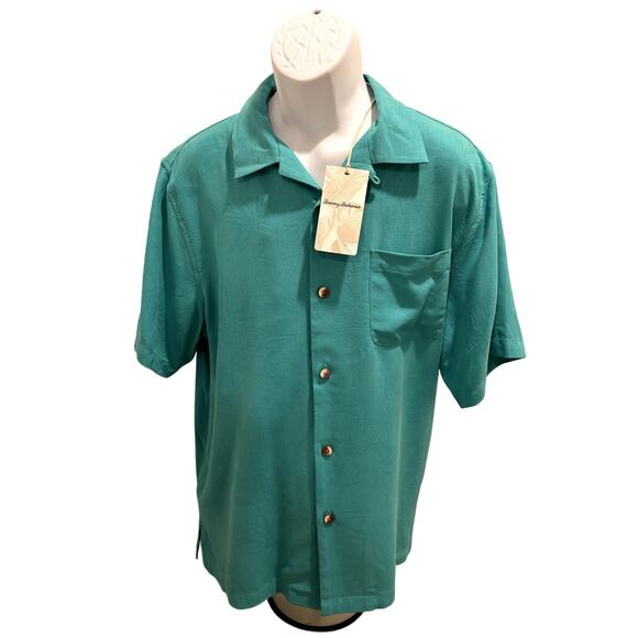 Tommy Bahama Mens Button Down Shirt Al Fresco Tropics Color Atlantis Teal Large - Picture 1 of 7